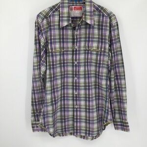 Robert Graham Freshly Laundered Sampan olive purple plaid shirt cotton XXL 2XL